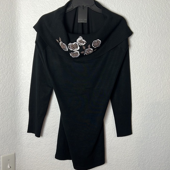 Hayden Park Black Embroidered Beaded Long Sleeve Knit Sweater Top - Picture 13 of 15